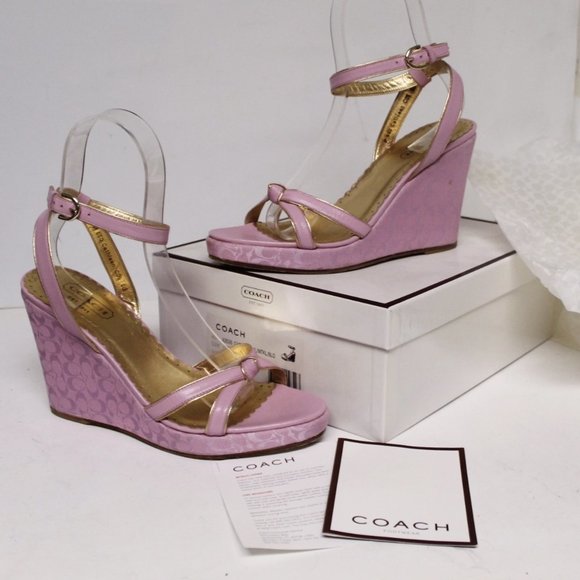 Coach Shoes - Coach Made in Italy Signature Wedge Sandal Worn 1X